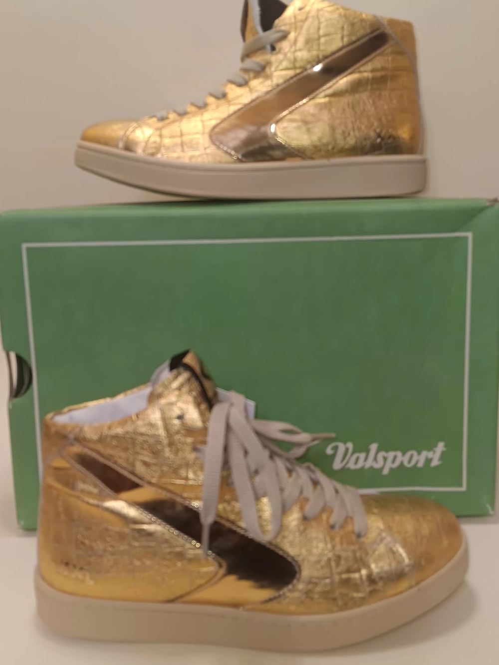 Women's Metallic Gold High-Top Sneakers